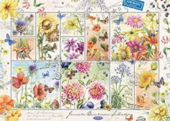 Jumbo Puzzle - Briefmarken Sommerblumen (Janneke Brinkman) - 1000 Teile
