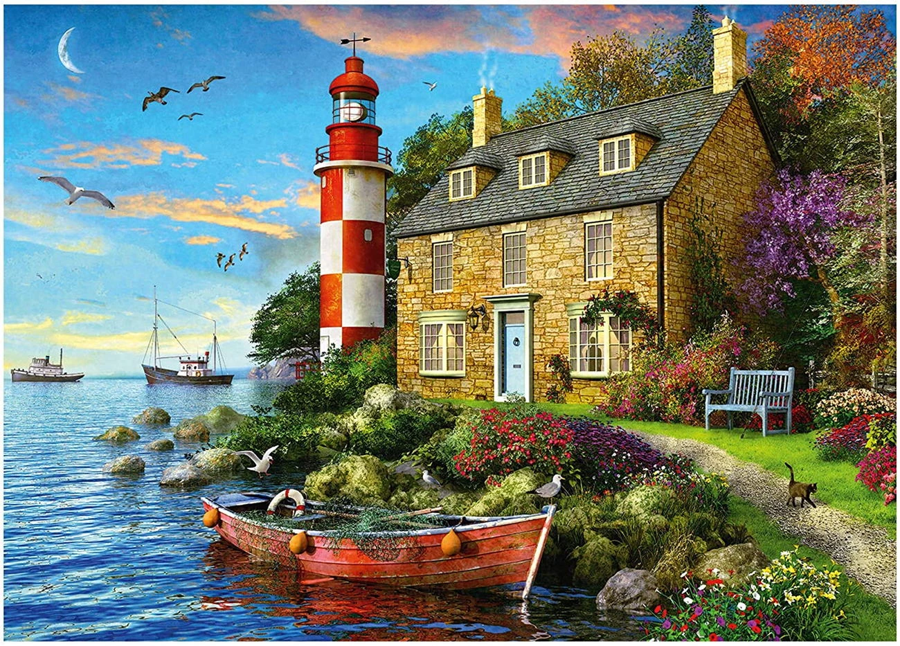 Puzzle - Leuchtturmwärterhaus - The Lighthouse Keeper S Cottage (Falcon De Luxe) - 1000 Teile 1 Puzzle - Leuchtturmwärterhaus - The Lighthouse Keeper S Cottage (Falcon De Luxe) - 1000 Teile