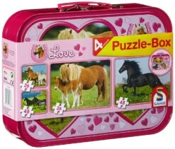 Puzzle Box - 4 Pferde Puzzle Im Metallkoffer (Schmidt 55588)